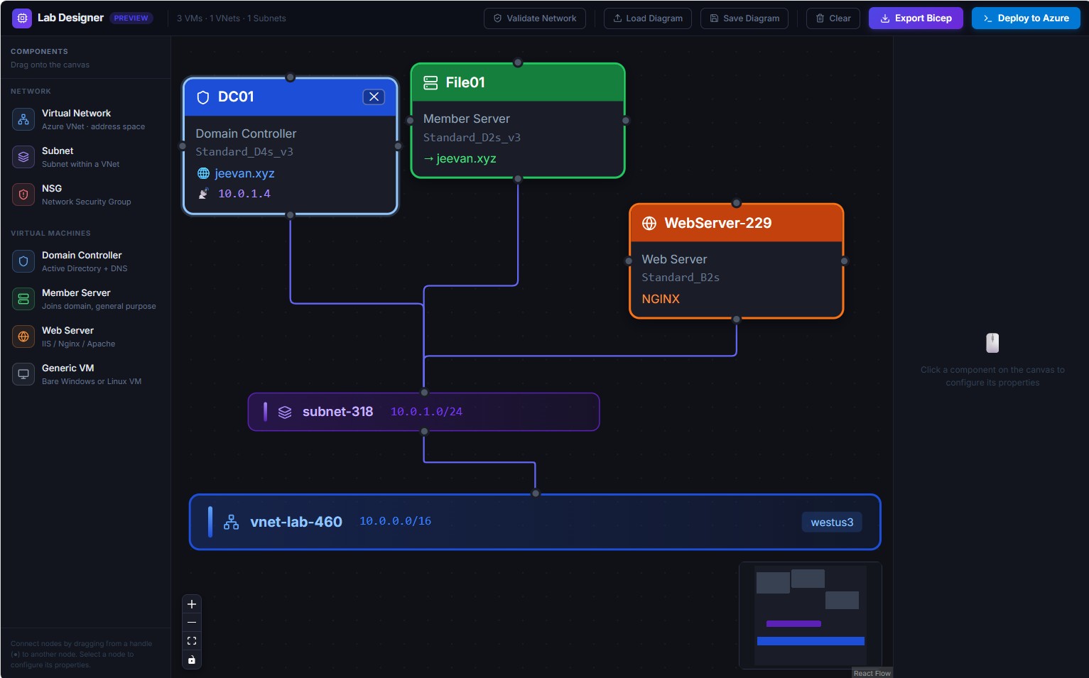 AZDesign: Design Azure Labs Visually and Export Bicep